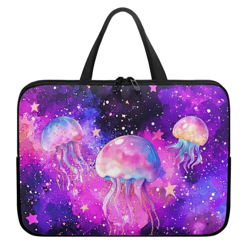 Treer Laptoptasche 10-17 Zoll, Quallendruck Handtasche Damen Herren, Laptop Tasche mit Reißverschluss, Wasserdichte Tragetasche Laptop Rucksack,Notebook Tasche für Reisen/Schule (Rosa 2,12 Zoll) von Treer