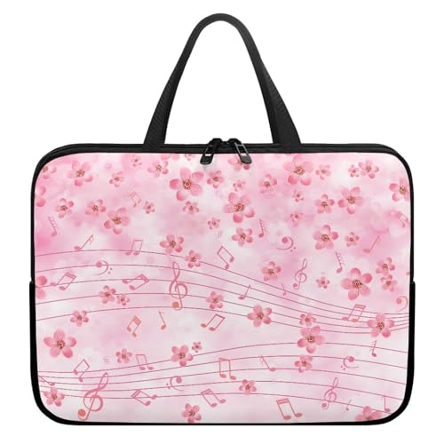 Treer Laptoptasche 10-17 Zoll, Sakura-Druck Handtasche Damen Herren, Laptop Tasche mit Reißverschluss, Wasserdichte Tragetasche Laptop Rucksack,Notebook Tasche für Business/Schule (Rosa 3,15 Zoll) von Treer