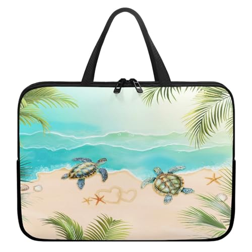 Treer Laptoptasche 10-17 Zoll, Schildkrötenmuster Handtasche Damen Herren, Laptop Tasche mit Reißverschluss, Wasserdichte Tragetasche Laptop Rucksack, Notebook Tasche für Business (Blau 2,13 Zoll) von Treer