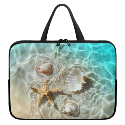 Treer Laptoptasche 10-17 Zoll, Seestern-Druck Handtasche Damen Herren, Laptop Tasche mit Reißverschluss, Wasserdichte Tragetasche Laptop Rucksack,Notebook Tasche für Business (Grün,17 Zoll) von Treer
