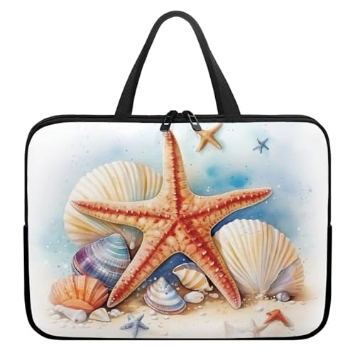 Treer Laptoptasche 10-17 Zoll, Seestern-Druck Handtasche Damen Herren, Laptop Tasche mit Reißverschluss, Wasserdichte Tragetasche Laptop Rucksack,Notebook Tasche für Business (Mehrfarbig,15 Zoll) von Treer