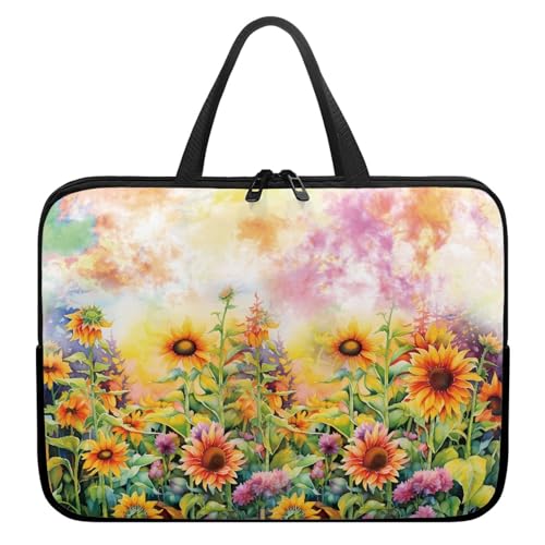 Treer Laptoptasche 10-17 Zoll, Sonnenblumendruck Handtasche Damen Herren, Laptop Tasche mit Reißverschluss, Wasserdichte Tragetasche Laptop Rucksack, Notebook Tasche für Business (Bunt,10 Zoll) von Treer