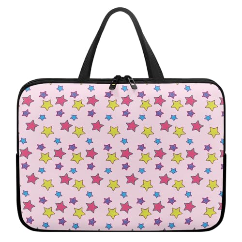Treer Laptoptasche 10-17 Zoll, Sternmusterserie Handtasche Damen Herren, Laptop Tasche mit Reißverschluss, Wasserdichte Tragetasche Laptop Rucksack,Notebook Tasche für Business (Rosa 1,15 Zoll) von Treer