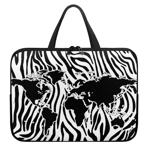 Treer Laptoptasche 10-17 Zoll, Weltdrucke Handtasche Damen Herren, Laptop Tasche mit Reißverschluss, Wasserdichte Tragetasche Laptop Rucksack, Notebook Tasche für Business (Schwarz,17 Zoll) von Treer