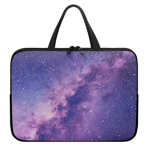 Treer Laptoptasche 10-17 Zoll, Weltraumdruck Handtasche Damen Herren, Laptop Tasche mit Reißverschluss, Wasserdichte Tragetasche Laptop Rucksack,Notebook Tasche für Business (Lila,17 Zoll) von Treer