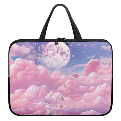Treer Laptoptasche 10-17 Zoll, Weltraumdruck Handtasche Damen Herren, Laptop Tasche mit Reißverschluss, Wasserdichte Tragetasche Laptop Rucksack,Notebook Tasche für Business (Rosa 2,10 Zoll) von Treer