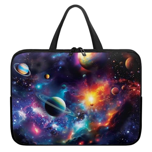 Treer Laptoptasche 10-17 Zoll, Weltraumdruck Handtasche Damen Herren, Laptop Tasche mit Reißverschluss, Wasserdichte Tragetasche Laptop Rucksack,Notebook Tasche für Business (Schwarz,17 Zoll) von Treer