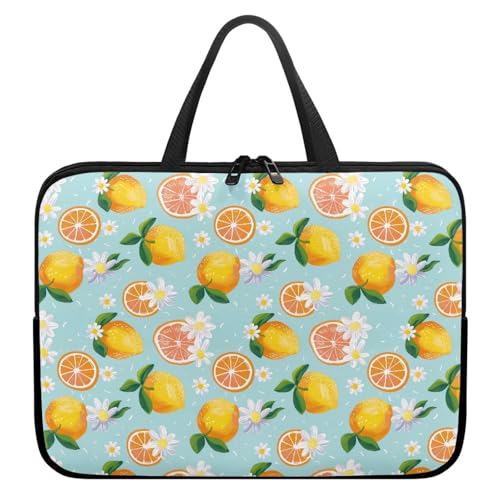 Treer Laptoptasche 10-17 Zoll, Zitronendruck Handtasche Damen Herren, Laptop Tasche mit Reißverschluss, Wasserdichte Tragetasche Laptop Rucksack,Notebook Tasche für Business (Grün 3,17 Zoll) von Treer