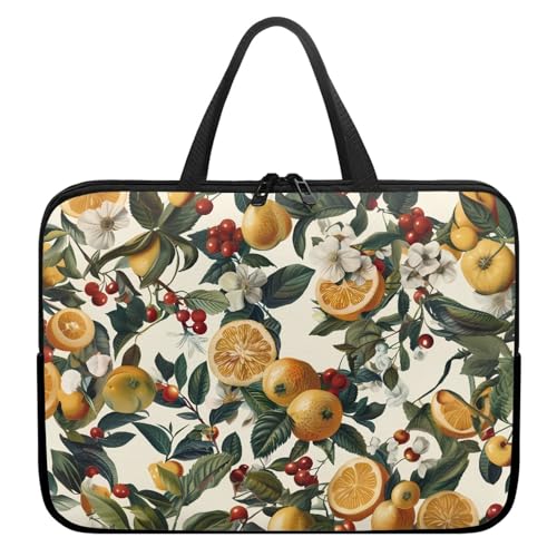 Treer Laptoptasche 10-17 Zoll, Zitronendruck Handtasche Damen Herren, Laptop Tasche mit Reißverschluss, Wasserdichte Tragetasche Laptop Rucksack,Notebook Tasche für Business (Zitronengrün,17 Zoll) von Treer
