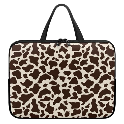 Treer Leopardentextur Laptoptasche, Handtasche Damen Herren, Laptop Tasche mit Reißverschluss, Wasserdichte Laptop Rucksack,Notebook Tasche für Reisen/Business/Schule (Kaffee,17 Zoll) von Treer