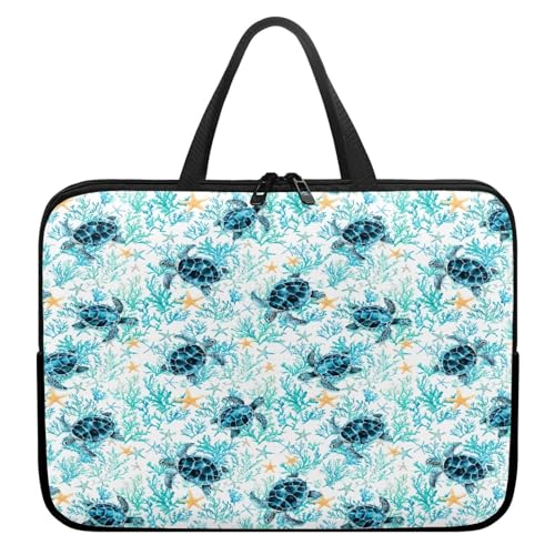 Treer 3D Meeresschildkröten Laptoptasche,Handtasche Damen Herren,Laptop Tasche mit Reißverschluss,Wasserdichte Laptop Rucksack,Notebook Tasche für Reisen/Business/Schule (Meeresschildkröte,12 Zoll) von Treer