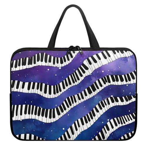 Treer Musikdruck Laptoptasche, Handtasche Damen Herren, Laptop Tasche mit Reißverschluss, Wasserdichte Laptop Rucksack,Notebook Tasche für Reisen/Business/Schule (Blau-Lila,10 Zoll) von Treer