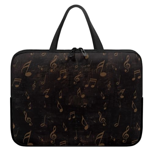 Treer Musikdruck Laptoptasche, Handtasche Damen Herren, Laptop Tasche mit Reißverschluss, Wasserdichte Laptop Rucksack,Notebook Tasche für Reisen/Business/Schule (Braun,15 Zoll) von Treer