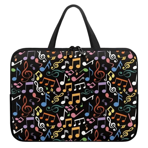 Treer Musikdruck Laptoptasche, Handtasche Damen Herren, Laptop Tasche mit Reißverschluss, Wasserdichte Laptop Rucksack,Notebook Tasche für Reisen/Business/Schule (Bunt,13 Zoll) von Treer