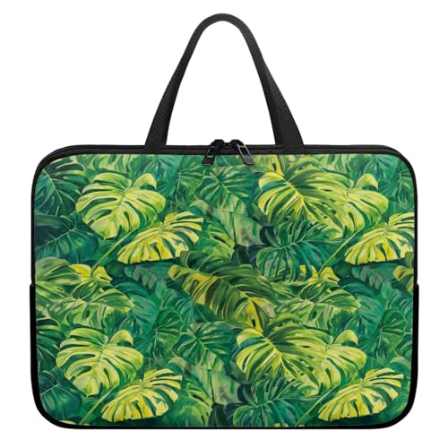 Treer Pflanzen Design Druck Laptoptasche,Handtasche Damen Herren,Laptop Tasche mit Reißverschluss,Wasserdichte Laptop Rucksack,Notebook Tasche für Reisen/Business/Schule (Dschungel,10 Zoll) von Treer