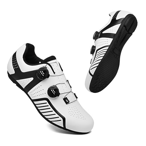 Treer Rennradschuhe Herren (36EU-47EU) Rennrad Schuhe Fahrradschuhe Keine Cleats Schuh Mountain Bikes Schuhe Kompatibel Outdoor Radschuhe Fahrrad Indoor Spin (Weiß,36) von Treer