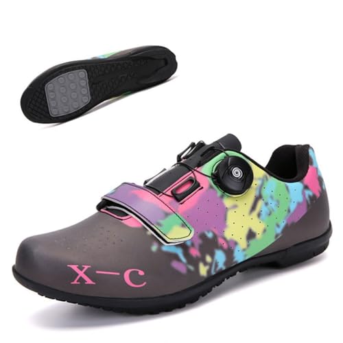 Treer Rennradschuhe Herren 39 EU-46 EU Gummisohle (Keine Cleats) Rennrad Schuhe Fahrradschuhe Schuh Mountain Bikes Schuhe Kompatibel Outdoor Radschuhe Fahrrad (Schwarz,45) von Treer