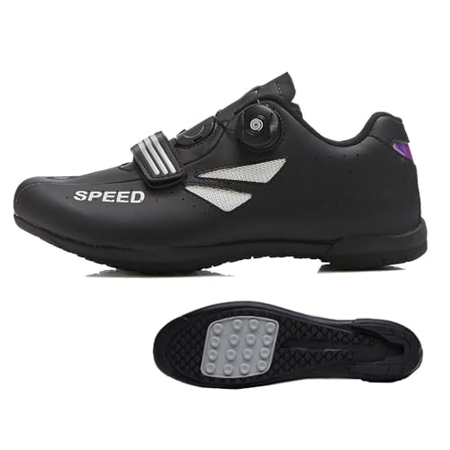 Treer Rennradschuhe Herren Damen, 36-47EU Gummisohle (Ohne Cleats), Rennrad Schuhe Fahrradschuhe Schuh Mountain Bikes Schuhe Kompatibel Outdoor Radschuhe Fahrrad (Schwarz,36) von Treer