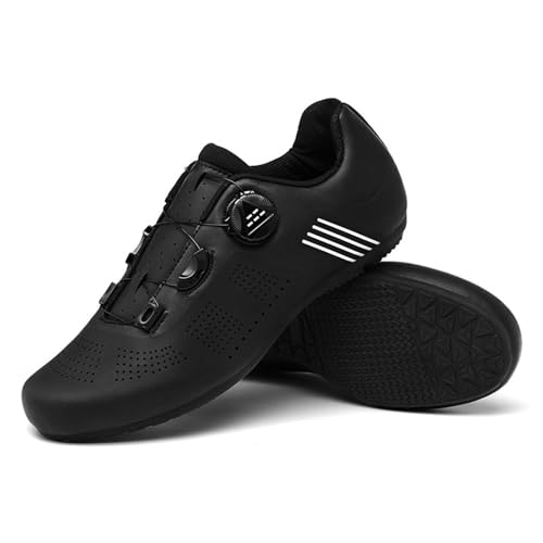 Treer Rennradschuhe Herren Damen, 36EU-47EU Gummisohle Rennrad Schuhe Fahrradschuhe Schuh Mountain Bikes Schuhe Kompatibel Outdoor Radschuhe Fahrrad, Ohne Cleats (Schwarz,43) von Treer
