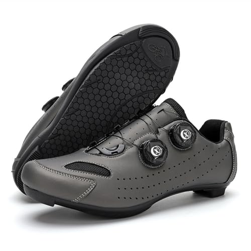 Treer Rennradschuhe Herren Damen 36-47EU Gummisohle, Ohne Cleats, Rennrad Schuhe Fahrradschuhe Schuh Mountain Bikes Schuhe Kompatibel Outdoor Radschuhe Fahrrad (Anthrazit,46) von Treer