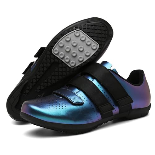 Treer Rennradschuhe Herren Damen 36-47EU - Gummisohle (Keine Cleats) Rennrad Schuhe Fahrradschuhe Schuh Mountain Bikes Schuhe Kompatibel Outdoor Radschuhe Fahrrad (Blau,44) von Treer
