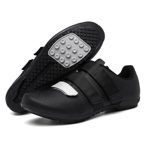 Treer Rennradschuhe Herren Damen 36-47EU - Gummisohle (Keine Cleats) Rennrad Schuhe Fahrradschuhe Schuh Mountain Bikes Schuhe Kompatibel Outdoor Radschuhe Fahrrad (Schwarz,43) von Treer