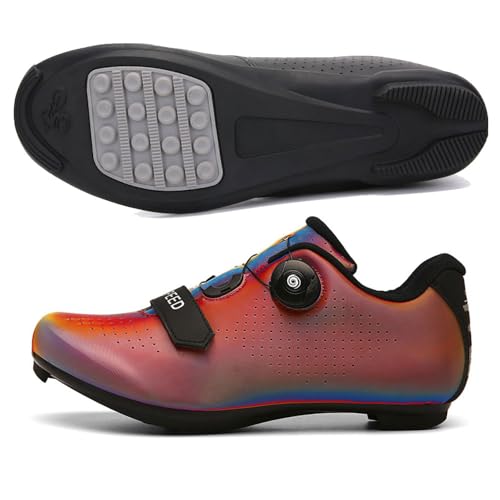 Treer Rennradschuhe Mountain Bikes Schuhe Herren Damen, 36-47 EU Gummisohle Rennrad Schuhe Ohne Klampe Fahrradschuhe Schuh Kompatibel Outdoor Radschuhe Fahrrad (Aurora-Orange,45) von Treer