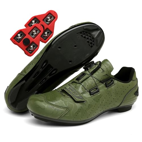 Treer Rennradschuhe Schuhe Fahrradschuhe Herren Damen, Rennrad Schuh Mountain Bikes Schuhe Kompatibel Outdoor Radschuhe Fahrrad Indoor Spin, Kompatibel Look SPD-Cleats (Grün,36) von Treer