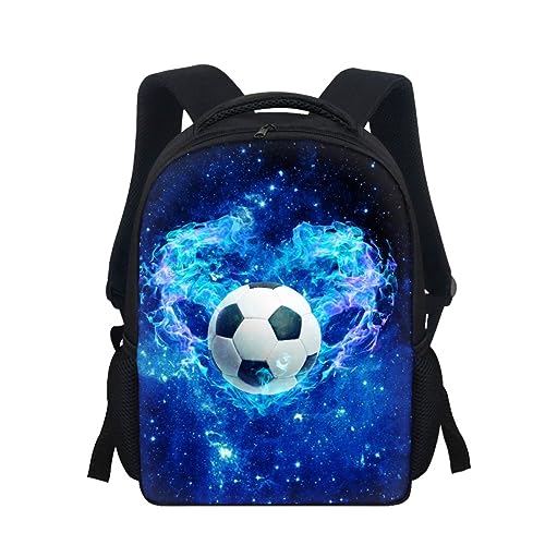 Treer Rucksack Kinder, Schulrucksack für Kinder, Fußball Kinderrucksack Mädchen Jungen Kindergartenrucksack Schulranzen 1-9 Klasse, Schulranzen für Schule Gehen, Reisen (Blau,30x24x10cm) von Treer