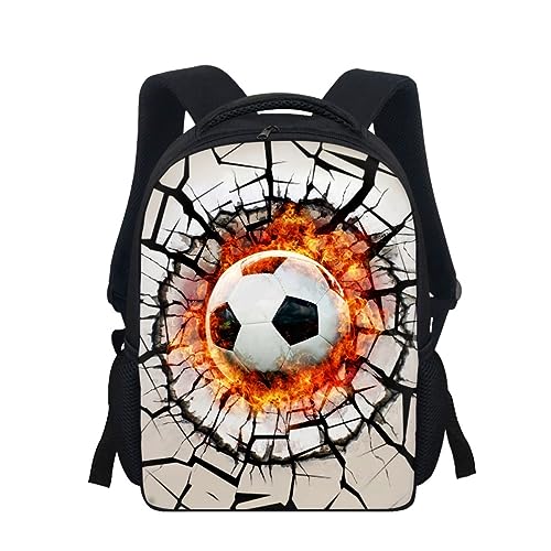 Treer Rucksack Kinder, Schulrucksack für Kinder, Fußball Kinderrucksack Mädchen Jungen Kindergartenrucksack Schulranzen 1-9 Klasse, Schulranzen für Schule Gehen, Reisen (Weiss,30x24x10cm) von Treer