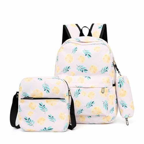 Treer Schulrucksack Set 3tlg Schulrucksack Teenager mit Lunchpaket Tasche und Federmäppchen, Jungen & Mädchen Schulrucksack Mehrere Taschen Schulranzen Rucksack Schule (orange) von Treer