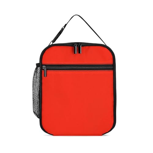 Treer Schulrucksack Set 3tlg Schulrucksack Teenager mit Lunchpaket Tasche und Federmäppchen, Mädchen & Jungen Schulrucksack Schulranzen Rucksack Schule, Einfarbig (Rot,Lunch-Tasche) von Treer