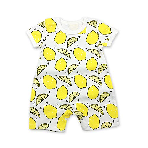 Treer Strampler Baby Mädchen und Jungs, Spielanzug 100% Baumwolle Sommer Babybody Baby Kurzarm-Body für Neugeborene Weich Short-Sleeve Bodysuits (12m,Gelbe Zitrone) von Treer