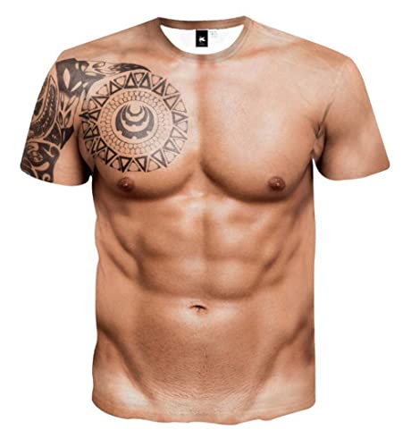 Treer T Shirt Herren 3D Muskeln Drucken, Unisex Sommer T-Shirt Casual Rundhals Kurzarm Shirt Tops Männer Beiläufige Hemden Sport Tops Blusen Lustige S- 5XL von Treer