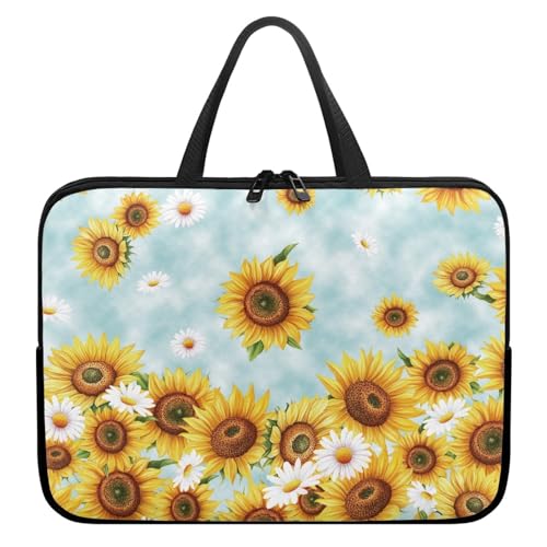 Treer Tropischer Sonnenblumen Laptoptasche, Handtasche Damen Herren,Laptop Tasche mit Reißverschluss,Wasserdichte Laptop Rucksack,Notebook Tasche für Reisen/Business/Schule (Sonnenblume 2,13 Zoll) von Treer