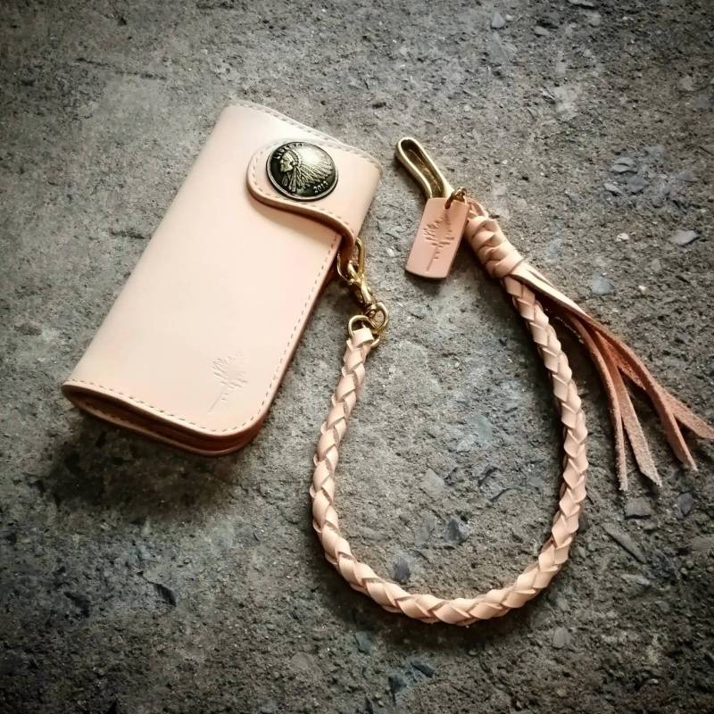 Handgefertigte Veg-Tan Leder Biker Geldbörse & Geflochtene Kette Im Set von TreeworksLeather