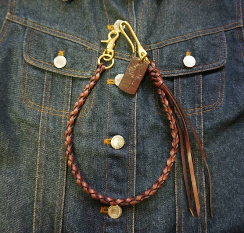 Handgemachte Geflochtene Leder Portemonnaie Kette - Veg-Tan Brown von TreeworksLeather