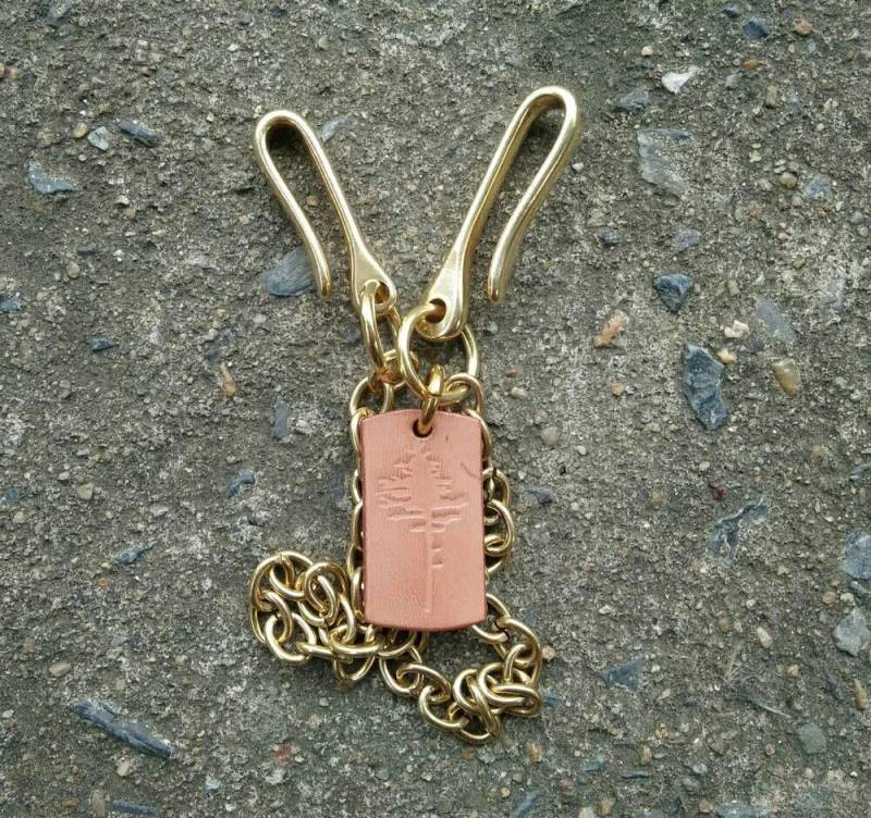 Massive Messing Geldbörse Kette Mit Leder Baum Anhänger | 48-50 cm von TreeworksLeather