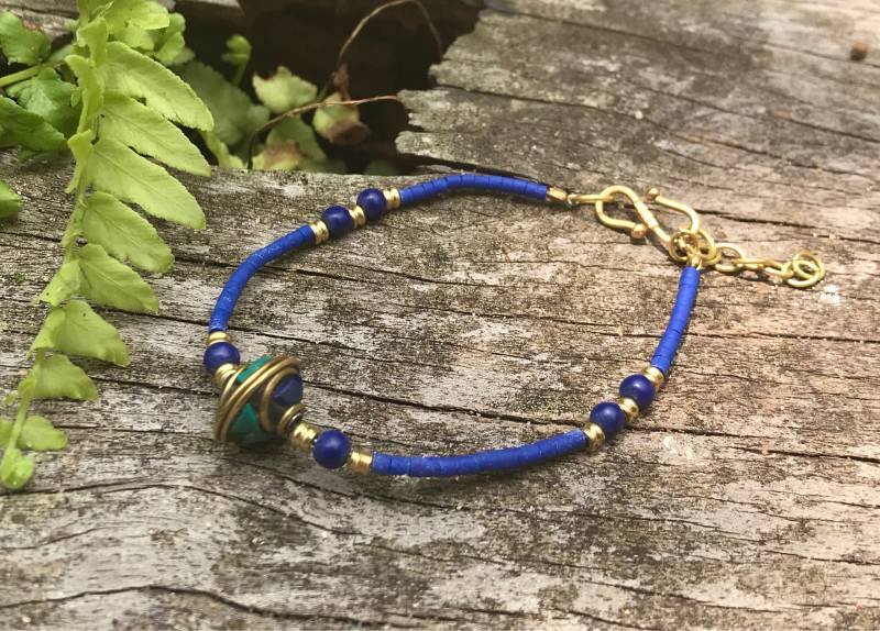 Perlen Lapis Lazuli Armband | Handgemachtes Boho Strand Ethno-Schmuck von TreezasEclectica