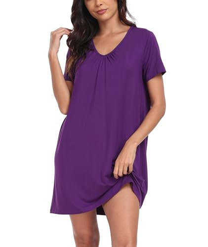 Trek Forte Damen Nachthemden Kurzarm Schlafkleid Comfy Soft Sommer Schlafbekleidung Bequemes Kleid von Trek Forte