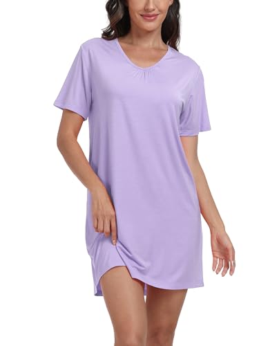 Trek Forte Damen Nachthemden Kurzarm Schlafkleid Comfy Soft Sommer Schlafbekleidung Bequemes Kleid von Trek Forte