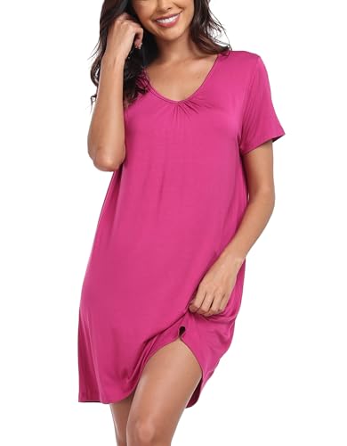 Trek Forte Damen Nachthemden Kurzarm Schlafkleid Comfy Soft Sommer Schlafbekleidung Bequemes Kleid von Trek Forte