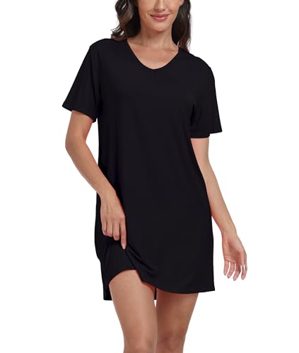 Trek Forte Damen Nachthemden Kurzarm Schlafkleid Comfy Soft Sommer Schlafbekleidung Bequemes Kleid von Trek Forte