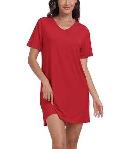 Trek Forte Damen Nachthemden Kurzarm Schlafkleid Comfy Soft Sommer Schlafbekleidung Bequemes Kleid von Trek Forte