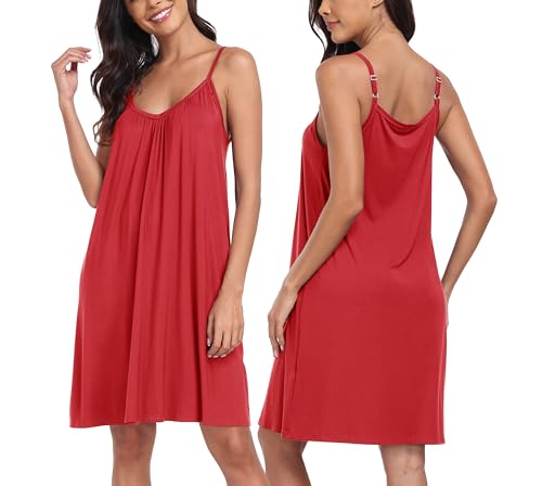 Trek Forte Nachtwäsche Damen Ärmelloses Nachthemd Sexy Sommer Negligee V-Ausschnitt Full Slip Unterkleid Schlafanzug von Trek Forte