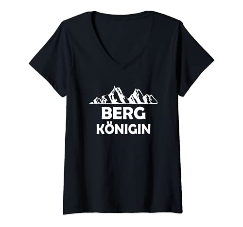 Damen Bergkönigin - Lustiges Wandern Motiv für die Berge T-Shirt mit V-Ausschnitt von Trekking Wanderer Bergsteiger Bergkönigin Geschenk