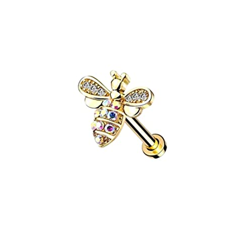 Trend Agent 14K Goldüberzug Labret Studs Monroe Piercing Lippenpiercing Retainer Cartilage Tragus Nail Conch Helix Ohr Barbell Piercing Schmuck mit Diamond CZ für Damen Herren von Trend Agent