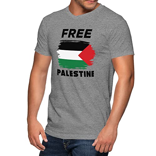 Free Palestine Flag Free Gaza Palestinian Graues Herren-T-Shirt mit V-Ausschnitt Size XL von Trend Creators