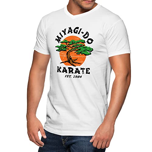 Miyagi Do Karate Kid Inspired Weißes Herren T-Shirt mit V-Ausschnitt Size XL von Trend Creators