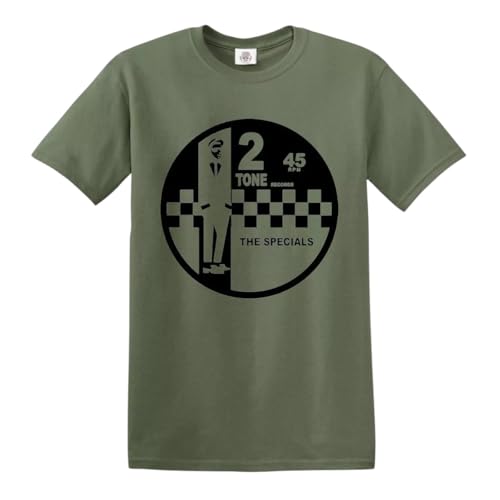 2 Tone Records The Specials Retro Music Herren T-Shirt Northern Soul Reggaes Top, Militärgrün – schwarzer Druck, 3XL 2 Tone Records The Specials Retro Music Herren T-Shirt Northern Soul Reggaes Top, Militärgrün – schwarzer Druck, 3XL von Trend Gear